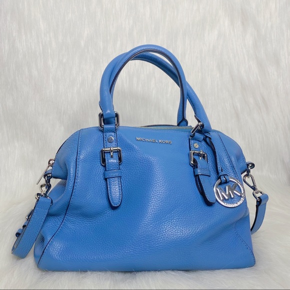 MICHAEL KORS BLUE SILVER LEATHER PURSE HANDBAG - Picture 6 of 7